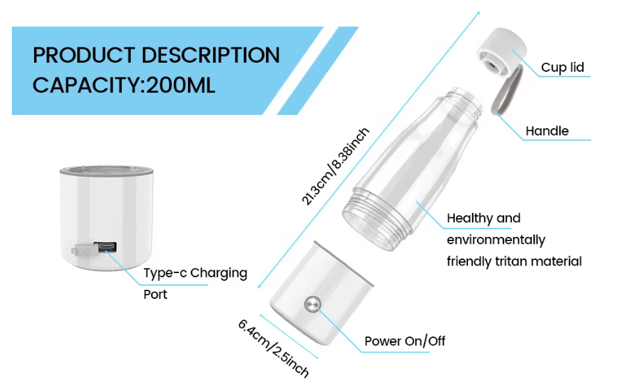 Portable Hydrogen Water Bottle 1 bottle description